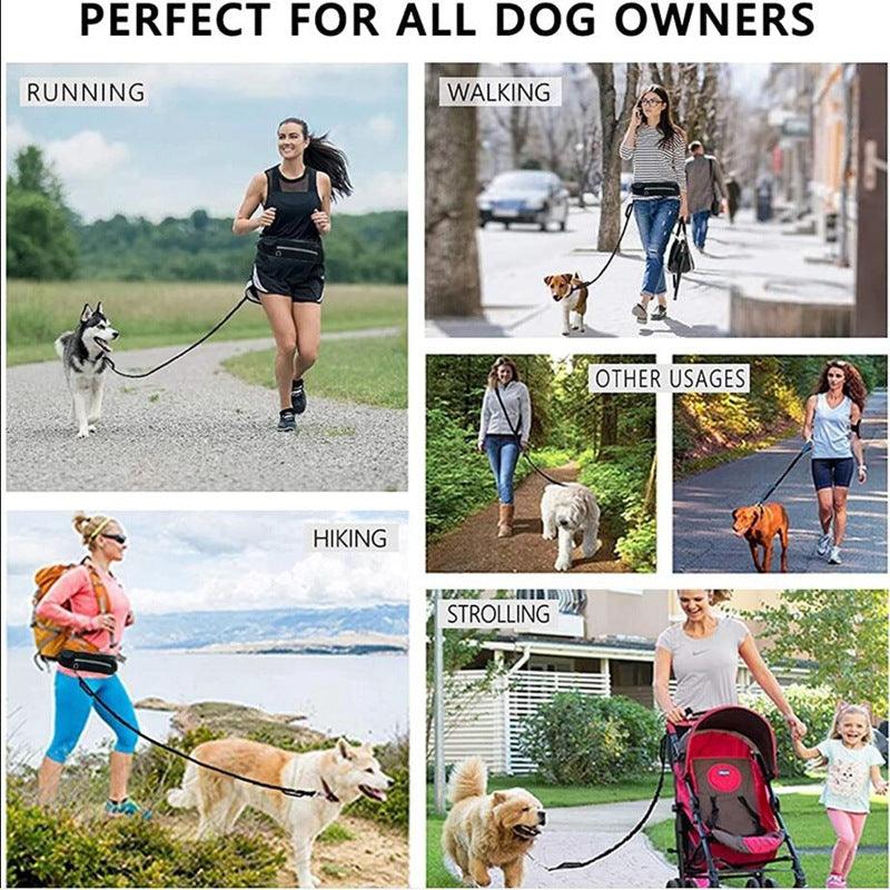 Ultimate Hands-Free Dog Leash Belt With Bungee Leash, Phone Pocket,