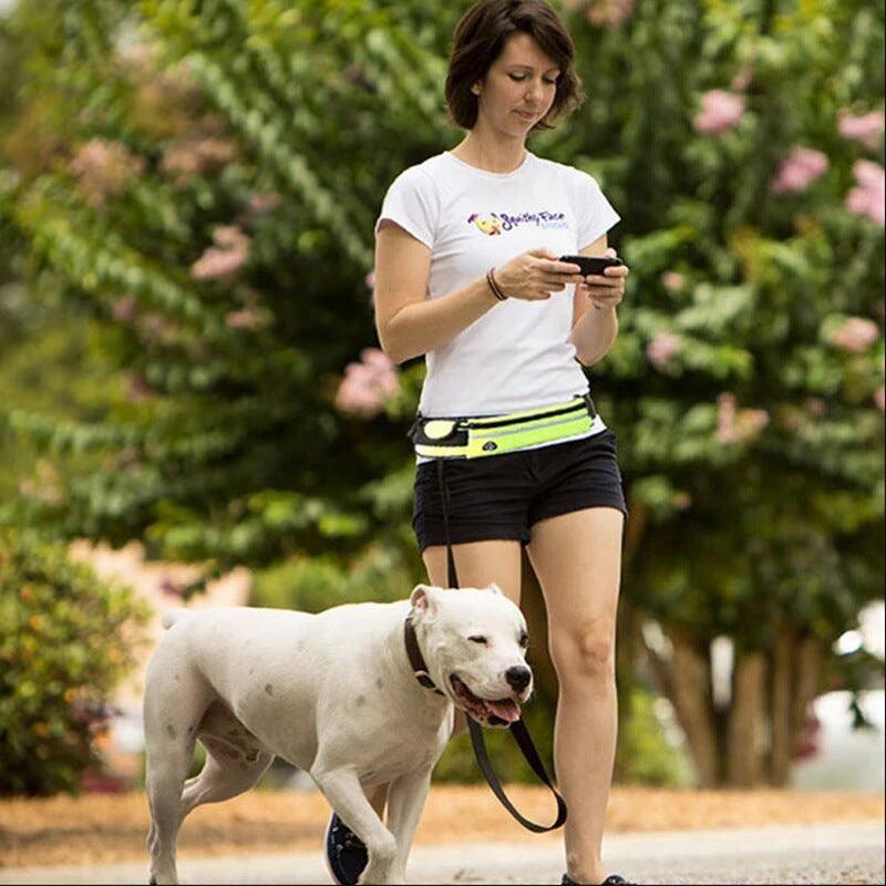 Ultimate Hands-Free Dog Leash Belt With Bungee Leash, Phone Pocket,